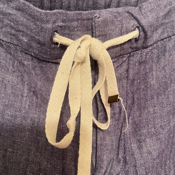 Nwot old navy cropped linen blend elastic waistband size 16 blue - Picture 2 of 5